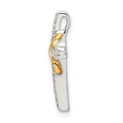 Sterlingsilber & Goldfarben Zirkonia Kreuz Kette Anhänger
