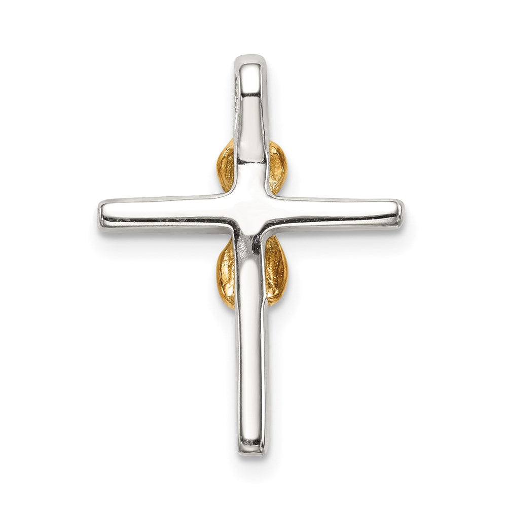 Sterlingsilber & Goldfarben Zirkonia Kreuz Kette Anhänger