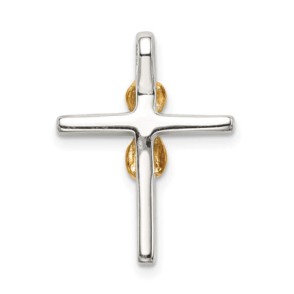 Sterlingsilber & Goldfarben Zirkonia Kreuz Kette Anhänger
