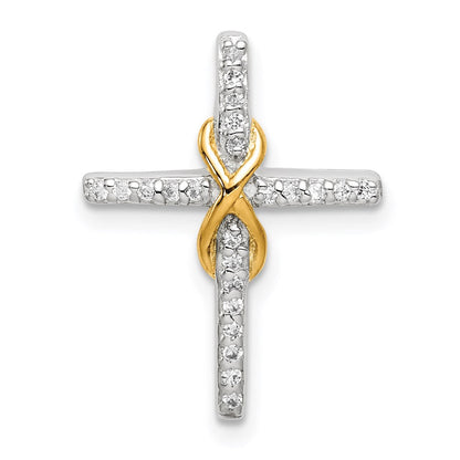Sterlingsilber & Goldfarben Zirkonia Kreuz Kette Anhänger