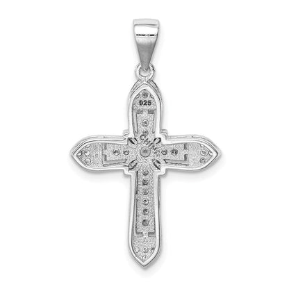 Sterlingsilber Rhodiniert Poliert Zirkonia Passion Kreuz Anhänger