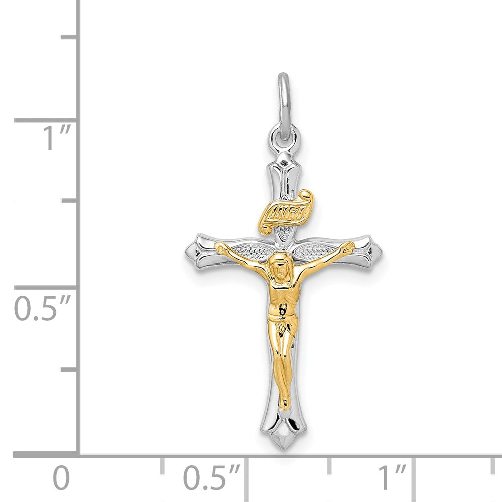 Sterlingsilber Rhodiniert & Goldfarben Kruzifix Anhänger