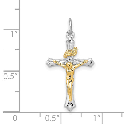 Sterlingsilber Rhodiniert & Goldfarben Kruzifix Anhänger