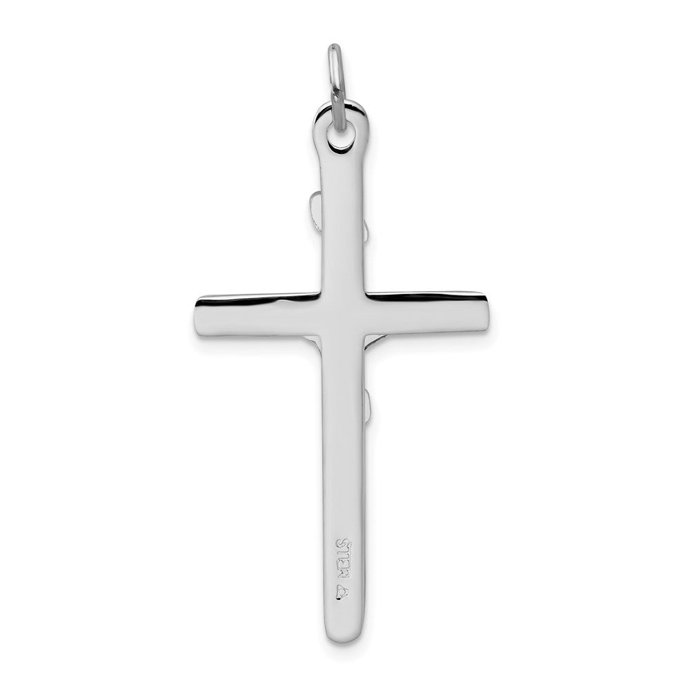 Sterlingsilber Rhodiniert Strukturiert Kruzifix Kreuz Anhänger