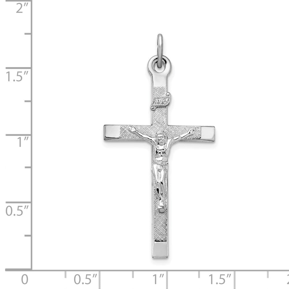 Sterlingsilber Rhodiniert Strukturiert Kruzifix Kreuz Anhänger