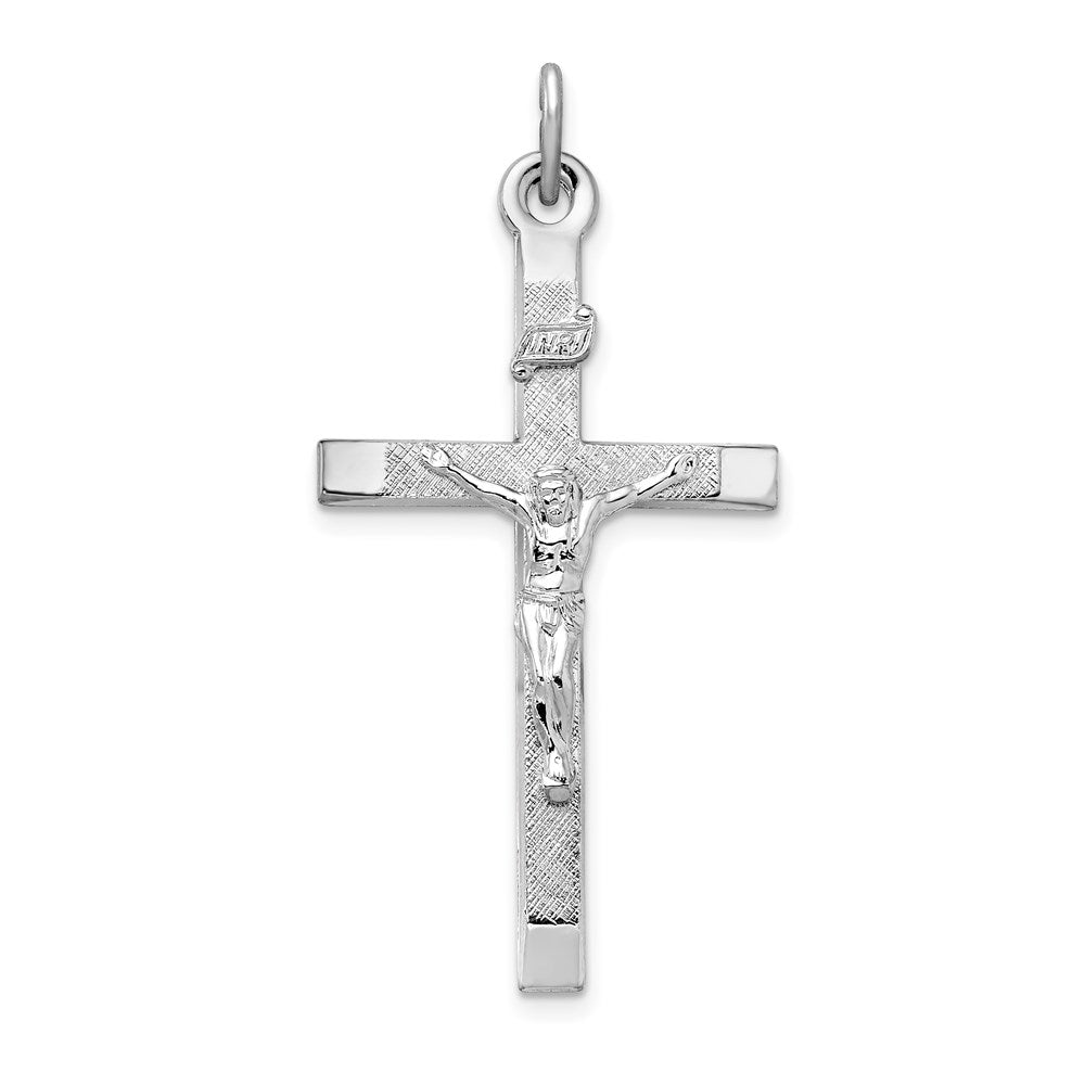 Sterlingsilber Rhodiniert Strukturiert Kruzifix Kreuz Anhänger