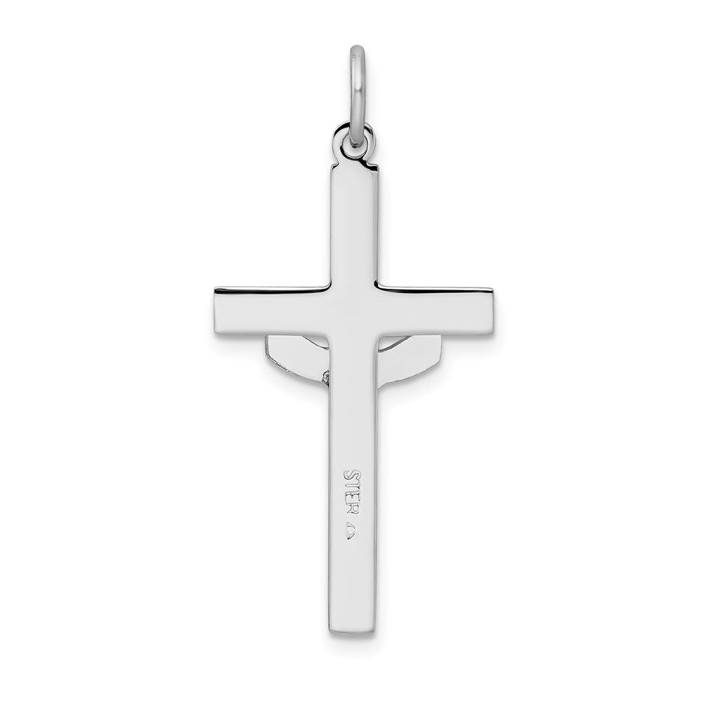 Sterlingsilber Rhodiniert Strukturiert Risen Chist Kreuz Anhänger
