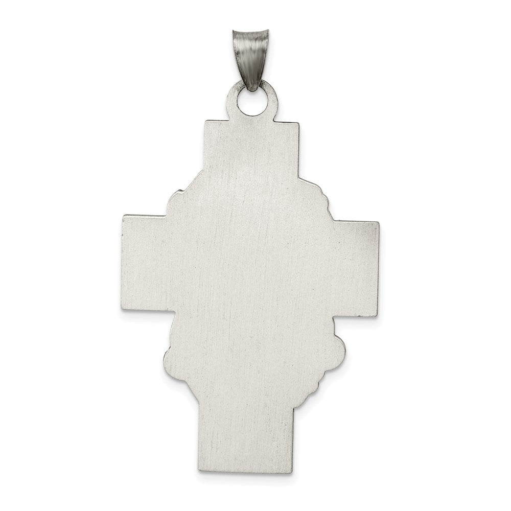 Sterlingsilber Hohl Satiniert Antikisiert Jesus Kreuz Medaille