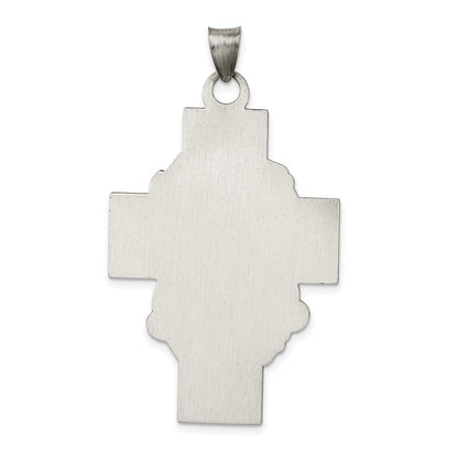 Sterlingsilber Hohl Satiniert Antikisiert Jesus Kreuz Medaille