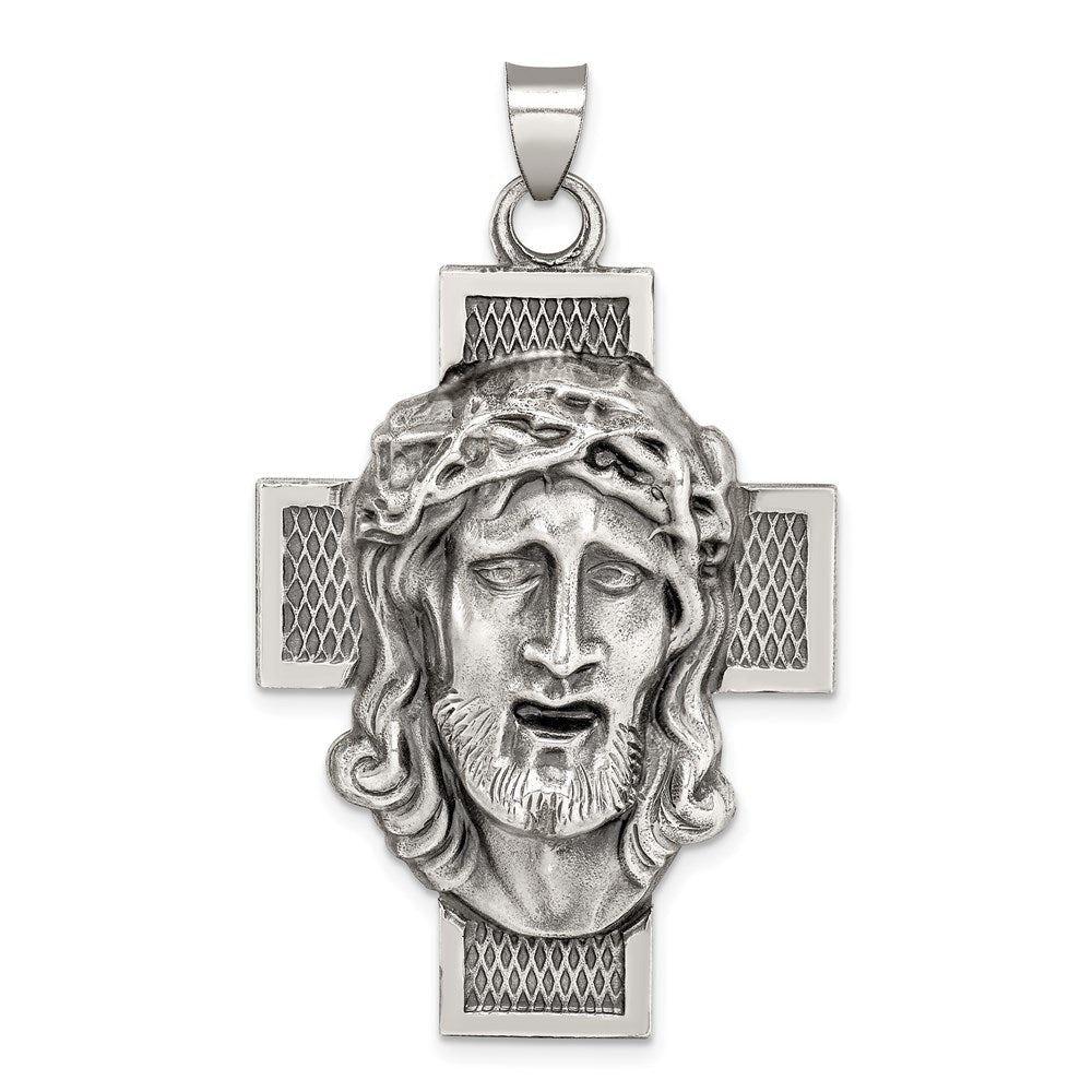 Sterlingsilber Hohl Satiniert Antikisiert Jesus Kreuz Medaille