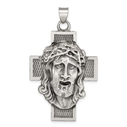 Sterlingsilber Hohl Satiniert Antikisiert Jesus Kreuz Medaille