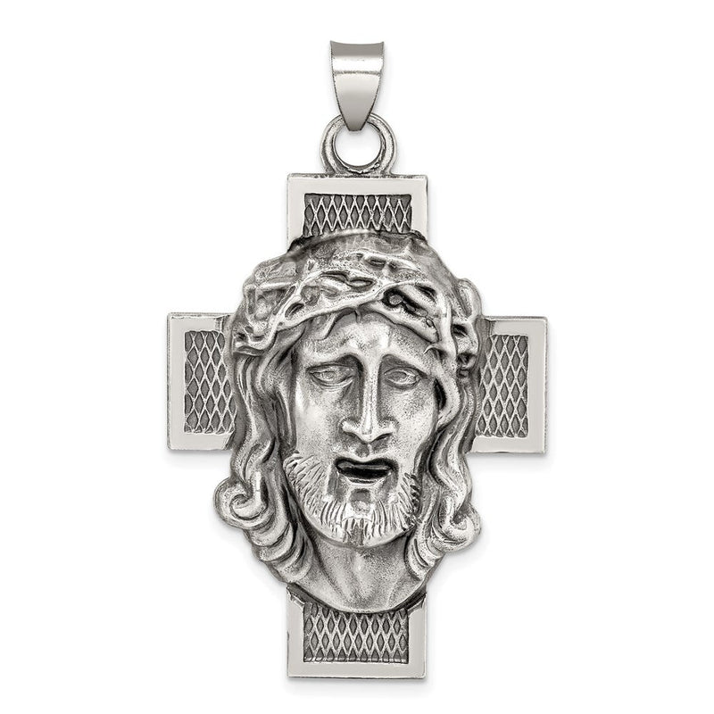 Sterlingsilber Hohl Satiniert Antikisiert Jesus Kreuz Medaille