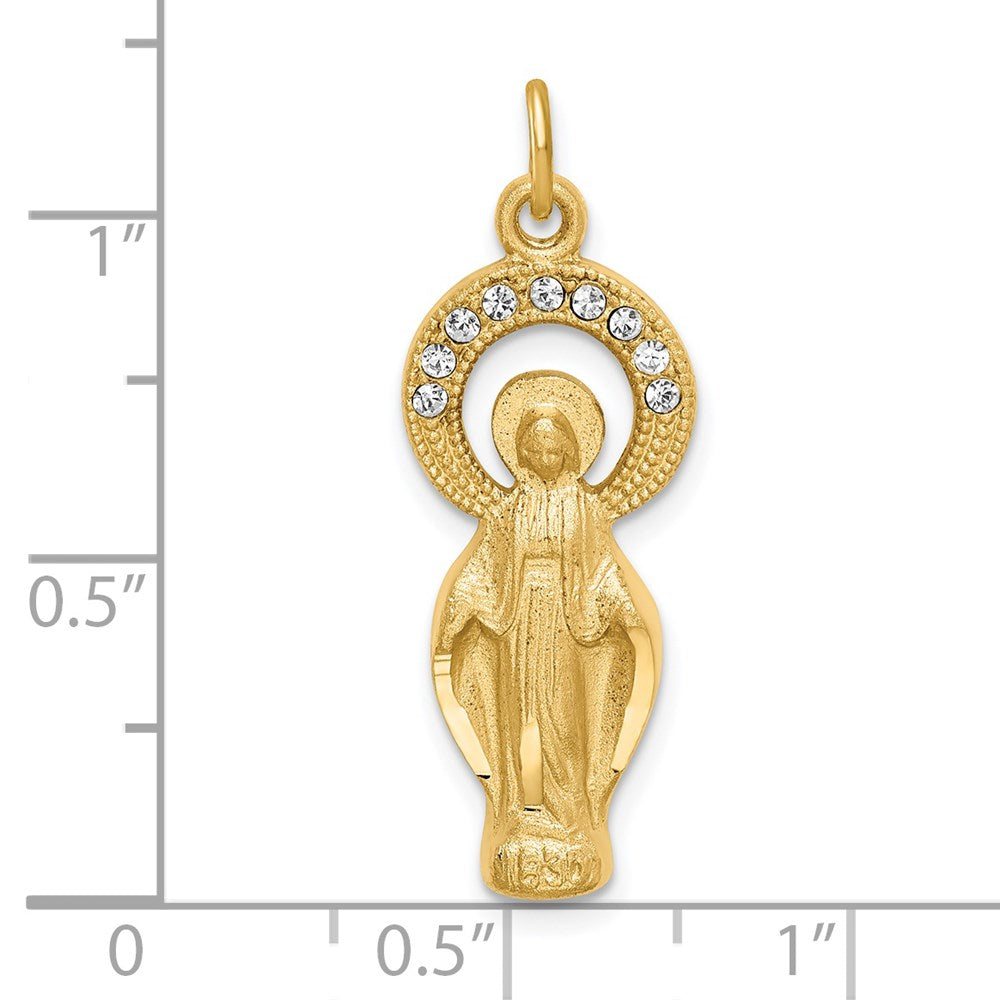 Sterlingsilber Goldfarben & Zirkonia Wundertätig Medaille Anhänger