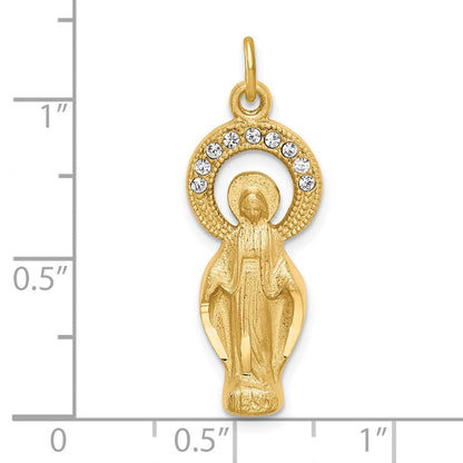 Sterlingsilber Goldfarben & Zirkonia Wundertätig Medaille Anhänger