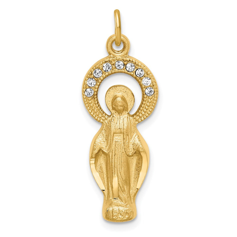 Sterlingsilber Goldfarben & Zirkonia Wundertätig Medaille Anhänger
