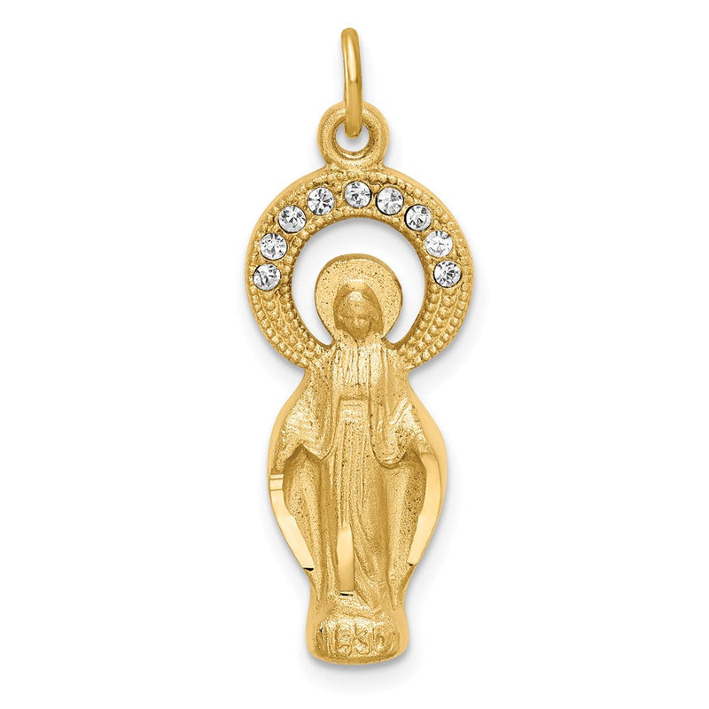 Sterlingsilber Goldfarben & Zirkonia Wundertätig Medaille Anhänger