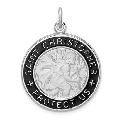 Sterlingsilber Rhodiniert Emaille St. Christopher Medaille