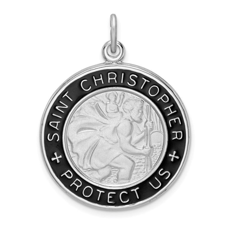 Sterlingsilber Rhodiniert Emaille St. Christopher Medaille