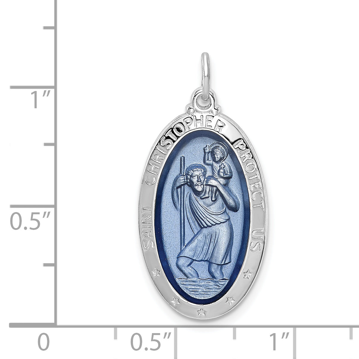 Sterlingsilber Rhodiniert Emaille St. Christopher Medaille