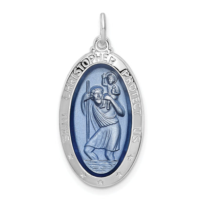 Sterlingsilber Rhodiniert Emaille St. Christopher Medaille