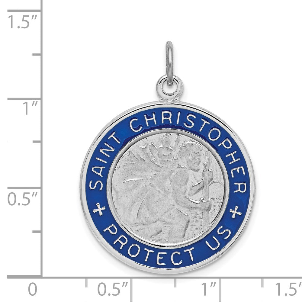 Sterlingsilber Rhodiniert Emaille St. Christopher Medaille