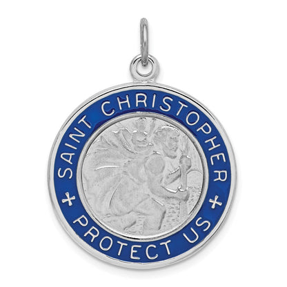 Sterlingsilber Rhodiniert Emaille St. Christopher Medaille