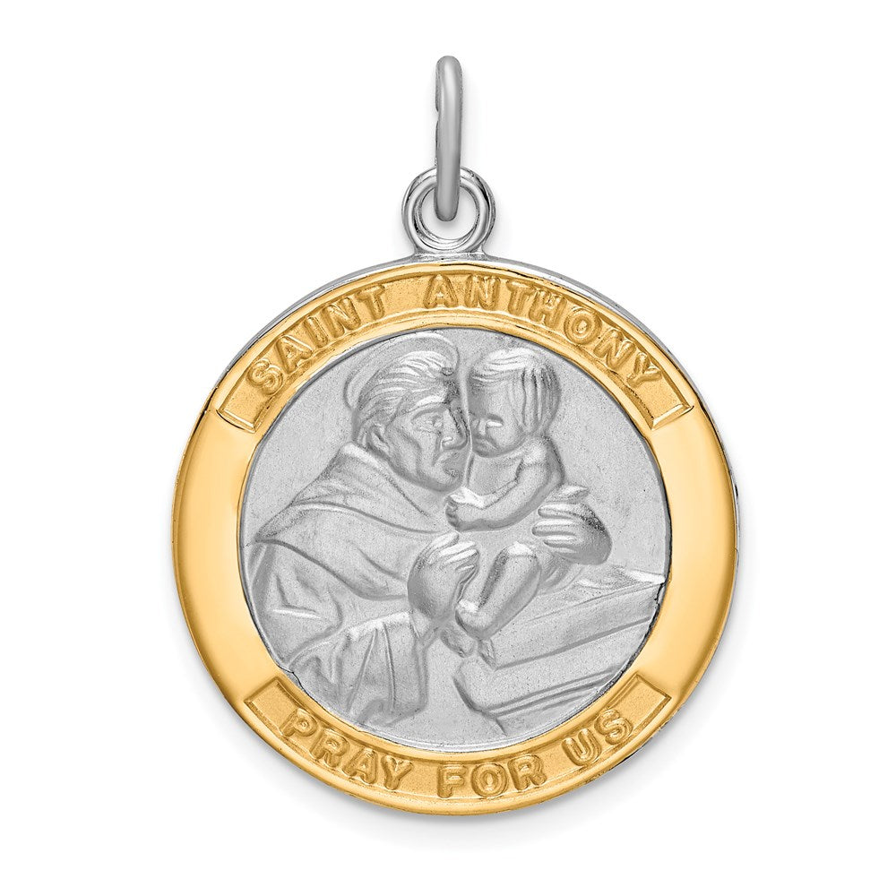Sterlingsilber Rhodiniert & Goldfarben St. Anthony Medaille Anhänger