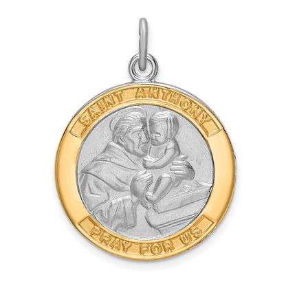 Sterlingsilber Rhodiniert & Goldfarben St. Anthony Medaille Anhänger