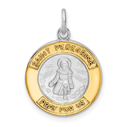 Sterlingsilber Rhodiniert & Goldfarben St Peregrine Medaille
