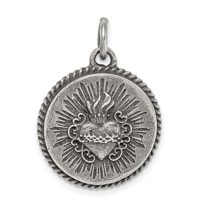 Sterlingsilber Antikisiert Heilig Herz Of Jesus Medaille Anhänger