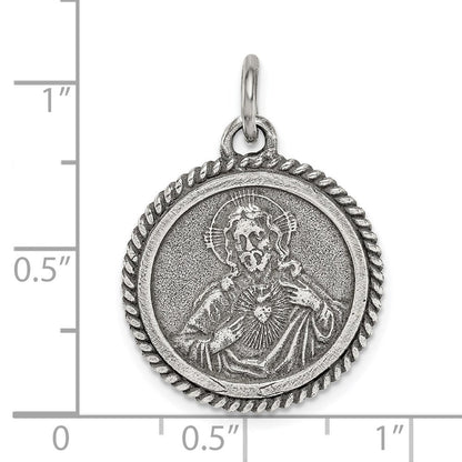 Sterlingsilber Antikisiert Heilig Herz Of Jesus Medaille Anhänger