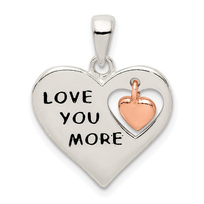 Sterlingsilber & Rose Emaille Liebe You More Herz Pe