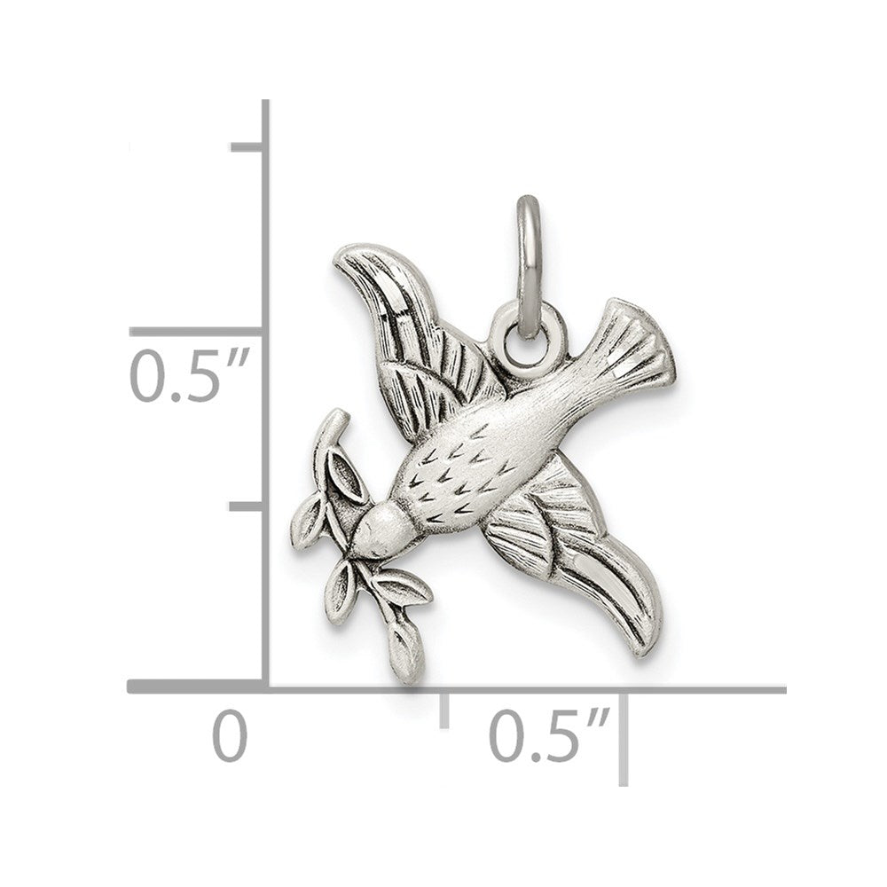 Sterlingsilber Antikisiert Diamantiert Vogel Anhänger