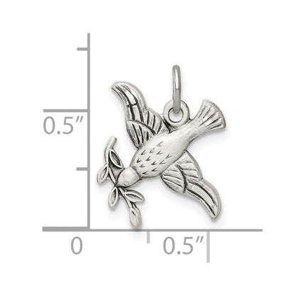 Sterlingsilber Antikisiert Diamantiert Vogel Anhänger