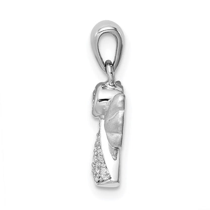 Sterlingsilber Rhodiniert Zirkonia Satiniert Engel Anhänger