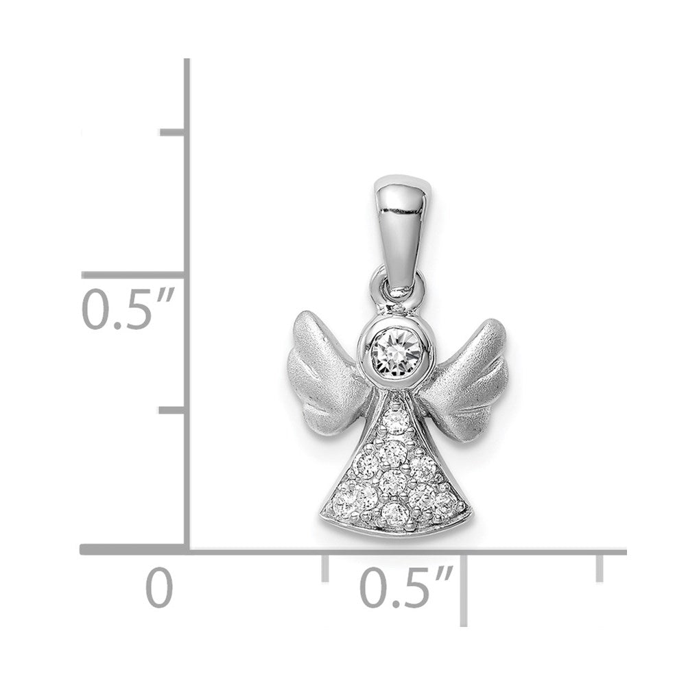 Sterlingsilber Rhodiniert Zirkonia Satiniert Engel Anhänger