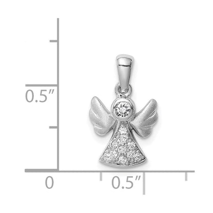 Sterlingsilber Rhodiniert Zirkonia Satiniert Engel Anhänger