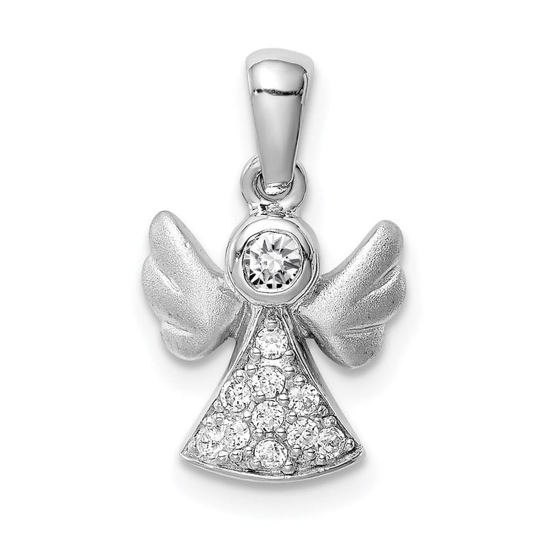 Sterlingsilber Rhodiniert Zirkonia Satiniert Engel Anhänger