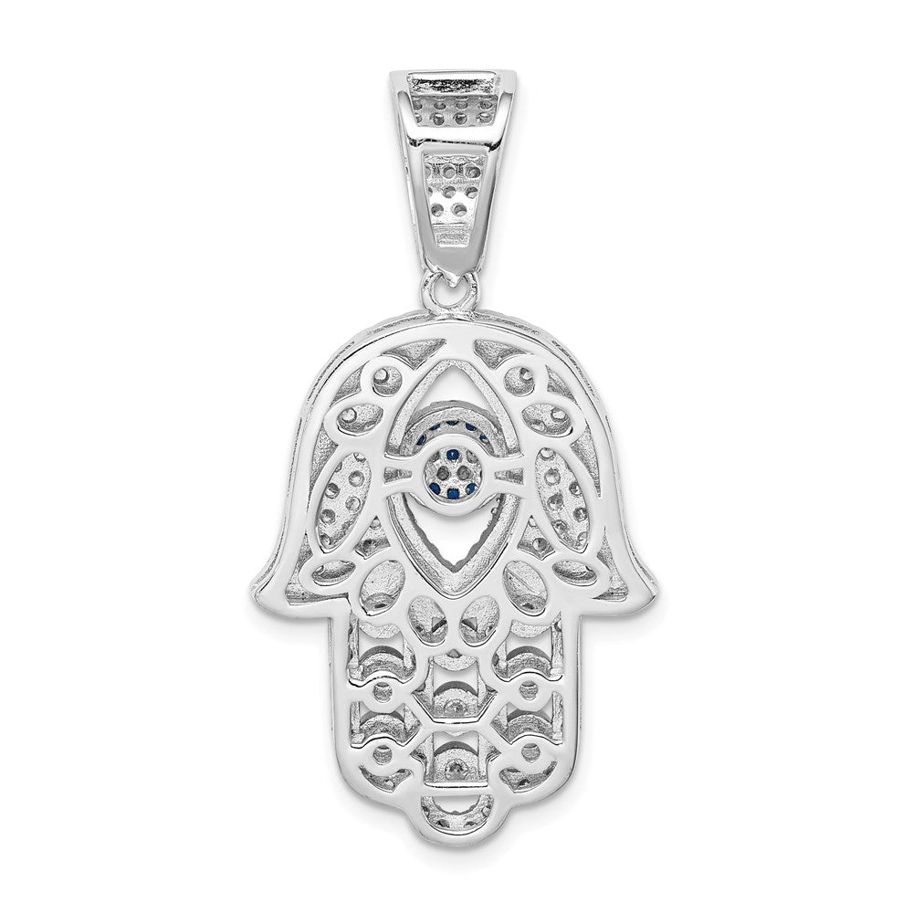 Sterlingsilber Rhodiniert Erzeugt Spinell & Weiß Zirkonia Hamsa Anhänger