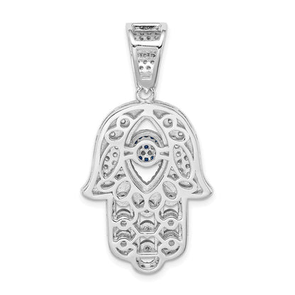 Sterlingsilber Rhodiniert Erzeugt Spinell & Weiß Zirkonia Hamsa Anhänger