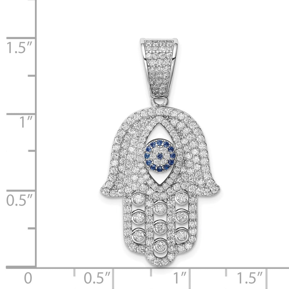 Sterlingsilber Rhodiniert Erzeugt Spinell & Weiß Zirkonia Hamsa Anhänger
