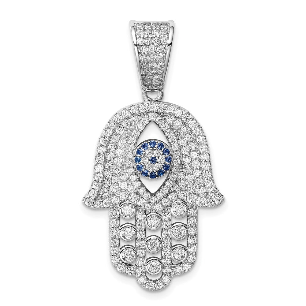 Sterlingsilber Rhodiniert Erzeugt Spinell & Weiß Zirkonia Hamsa Anhänger