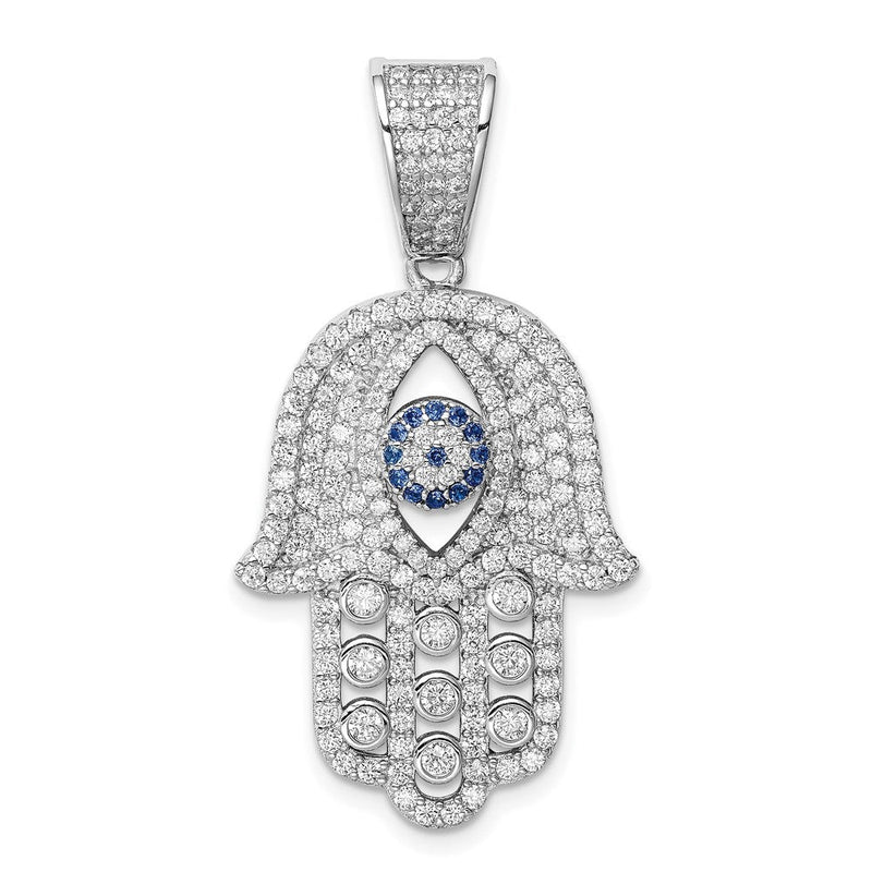 Sterlingsilber Rhodiniert Erzeugt Spinell & Weiß Zirkonia Hamsa Anhänger