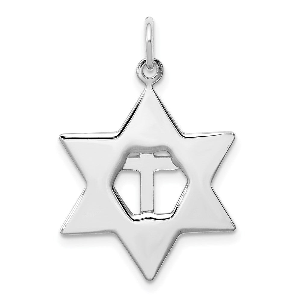 Sterlingsilber Platin-beschichtet Goldfarben Kreuz Stern Of David Charm Anhänger