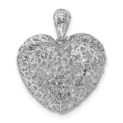 Sterlingsilber Rhodiniert & Goldfarben Diamantiert Hohl Herz Anhänger