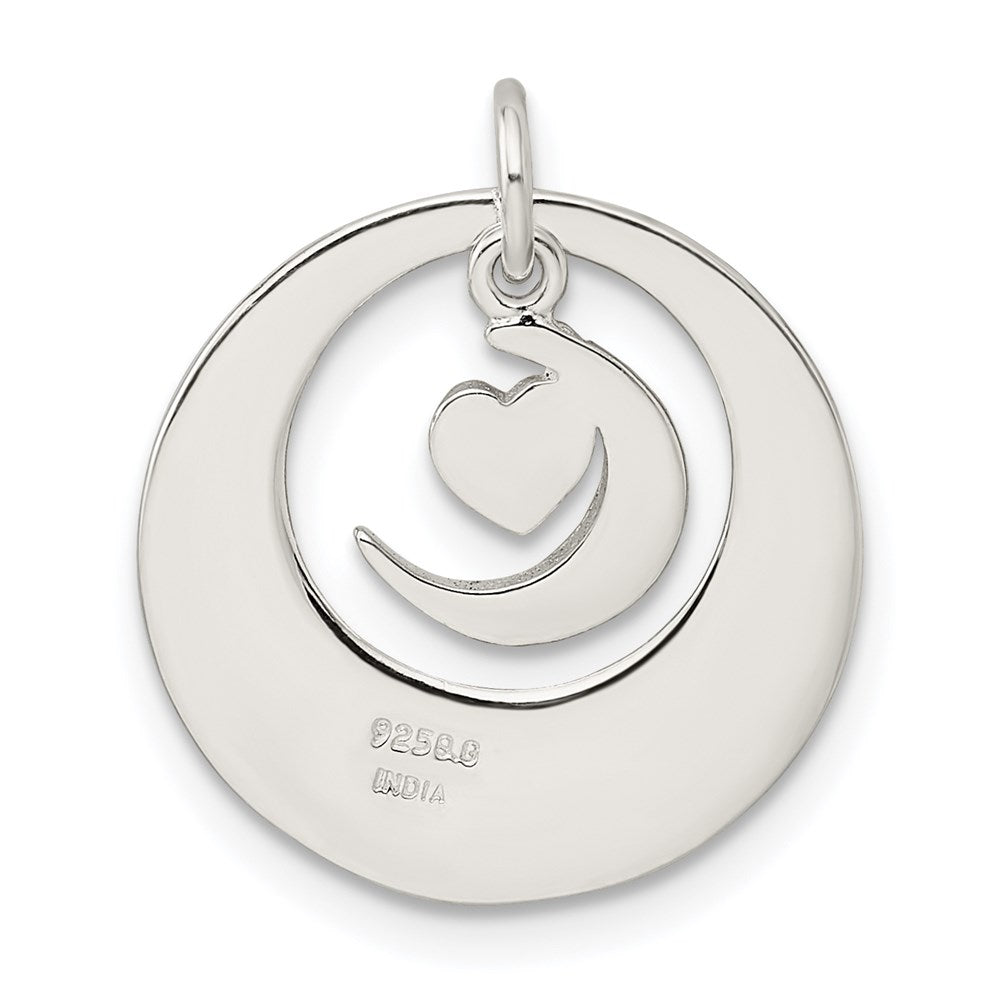 Sterlingsilber Emaille I Liebe You To The Mond und Rückseite Anhänger