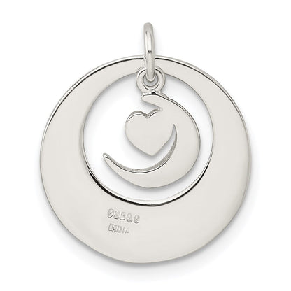 Sterlingsilber Emaille I Liebe You To The Mond und Rückseite Anhänger