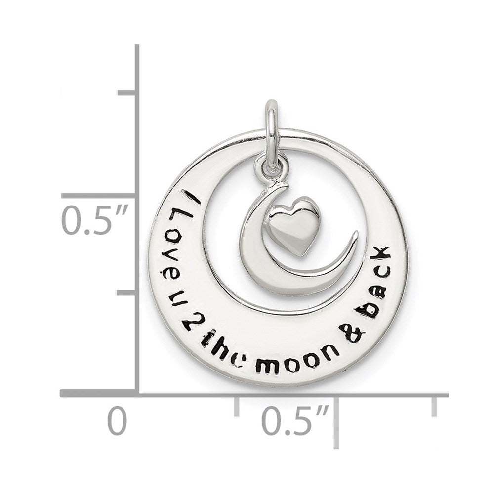 Sterlingsilber Emaille I Liebe You To The Mond und Rückseite Anhänger