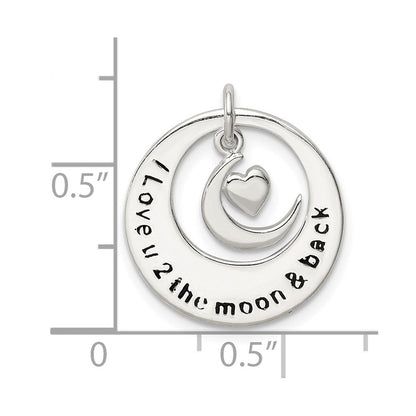 Sterlingsilber Emaille I Liebe You To The Mond und Rückseite Anhänger