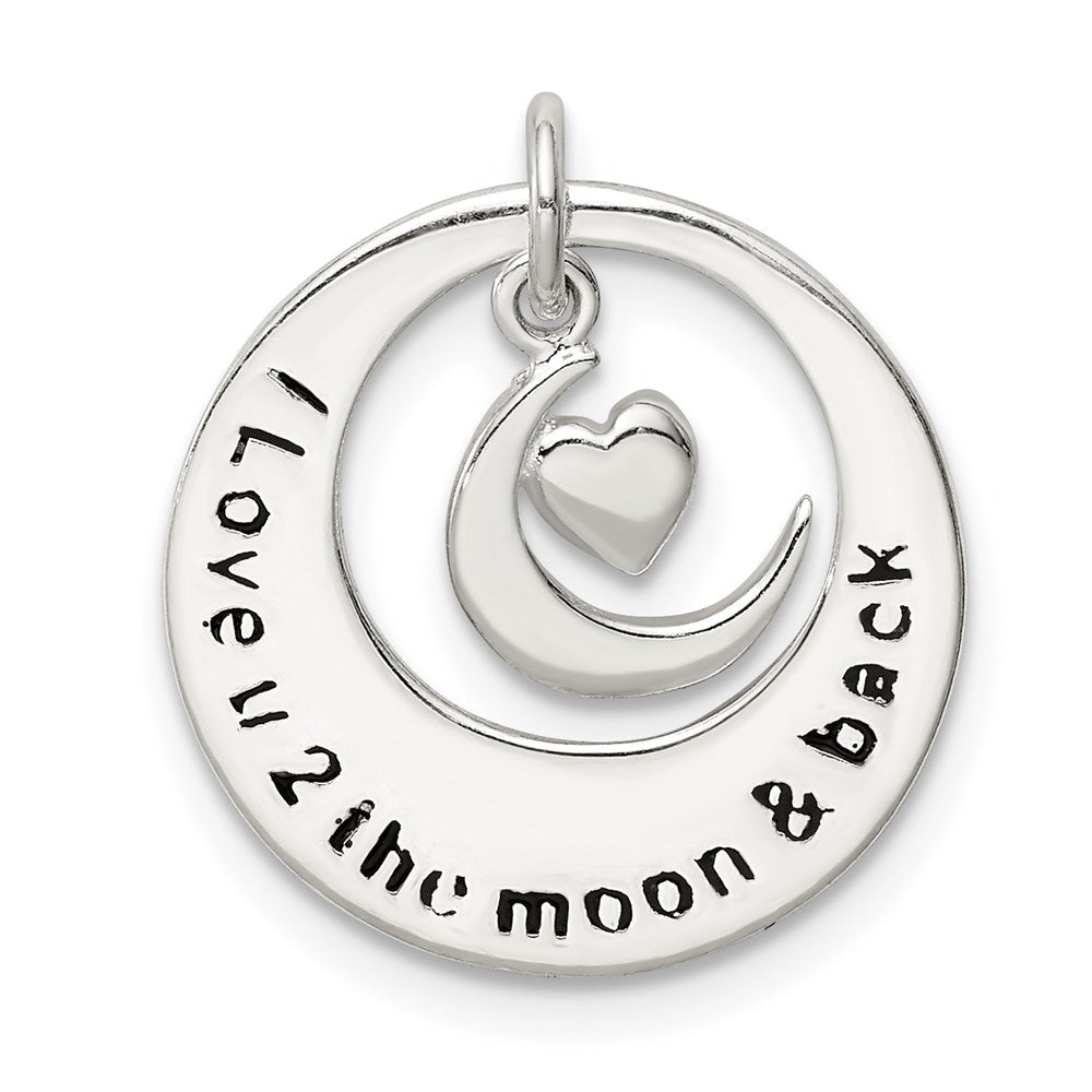 Sterlingsilber Emaille I Liebe You To The Mond und Rückseite Anhänger